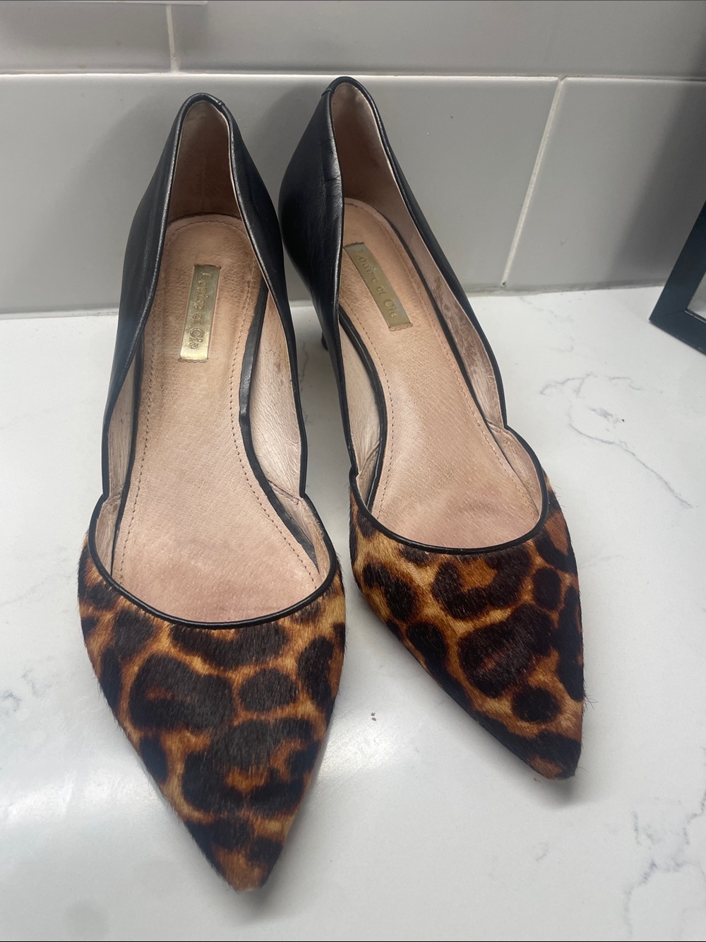 Louise et Cie Leopard-Print Pointed Pumps with Black Trim